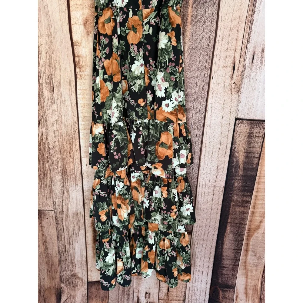 Abercrombie & Fitch Dress Floral Tiered Maxi Fall Ruffle Garden Size Small